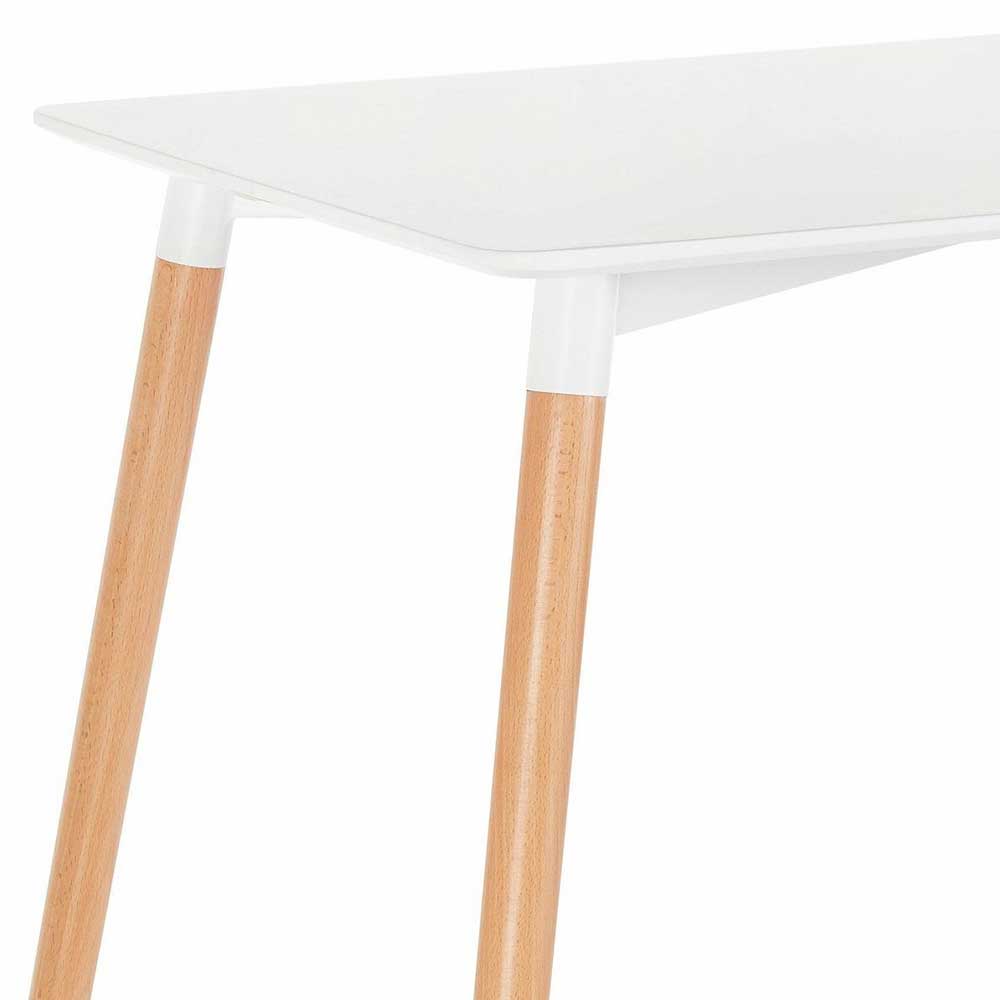 Skandi Design Küchen Tisch Avenza in Weiß und Buche 120 cm breit