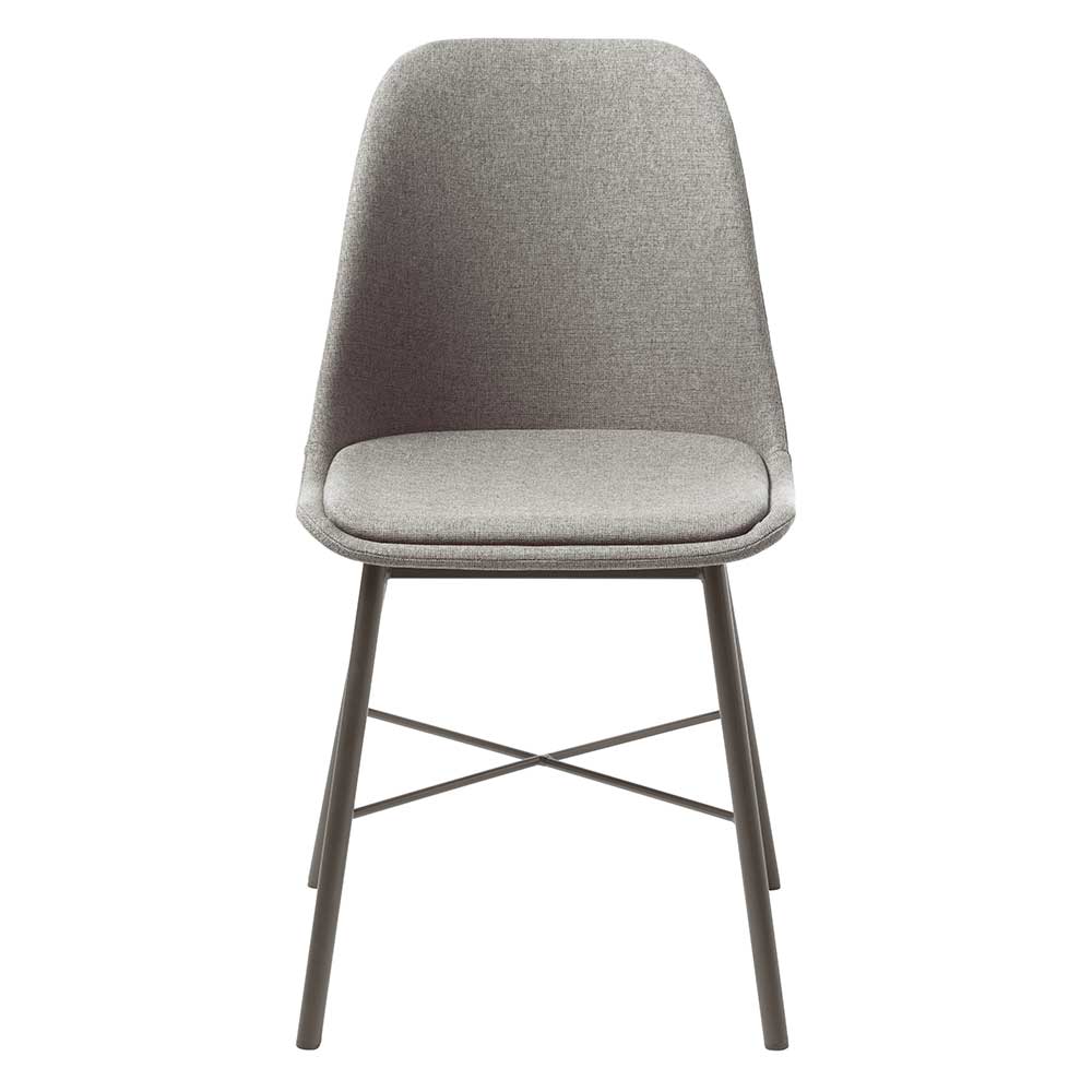 Graue Esstisch Stühle Basilikata mit Schalensitz und Gestell aus Metall (2er Set)