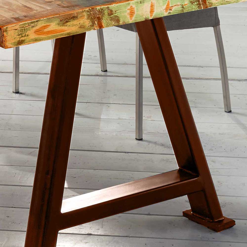 Shabby Esszimmer Tisch Pitty aus Recyclingholz und Stahl
