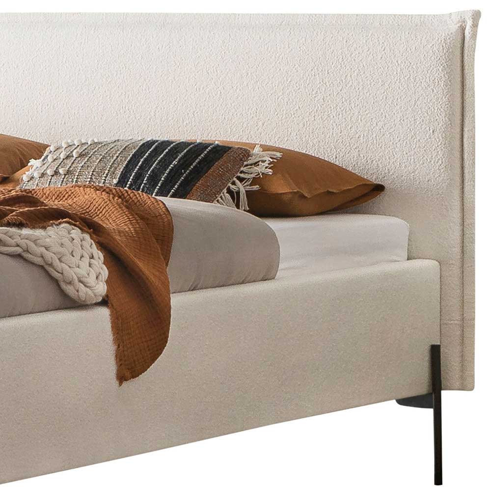 Franzoesisches Bett Gregoriana aus Boucle Stoff und Metall 43 cm Einstiegshöhe