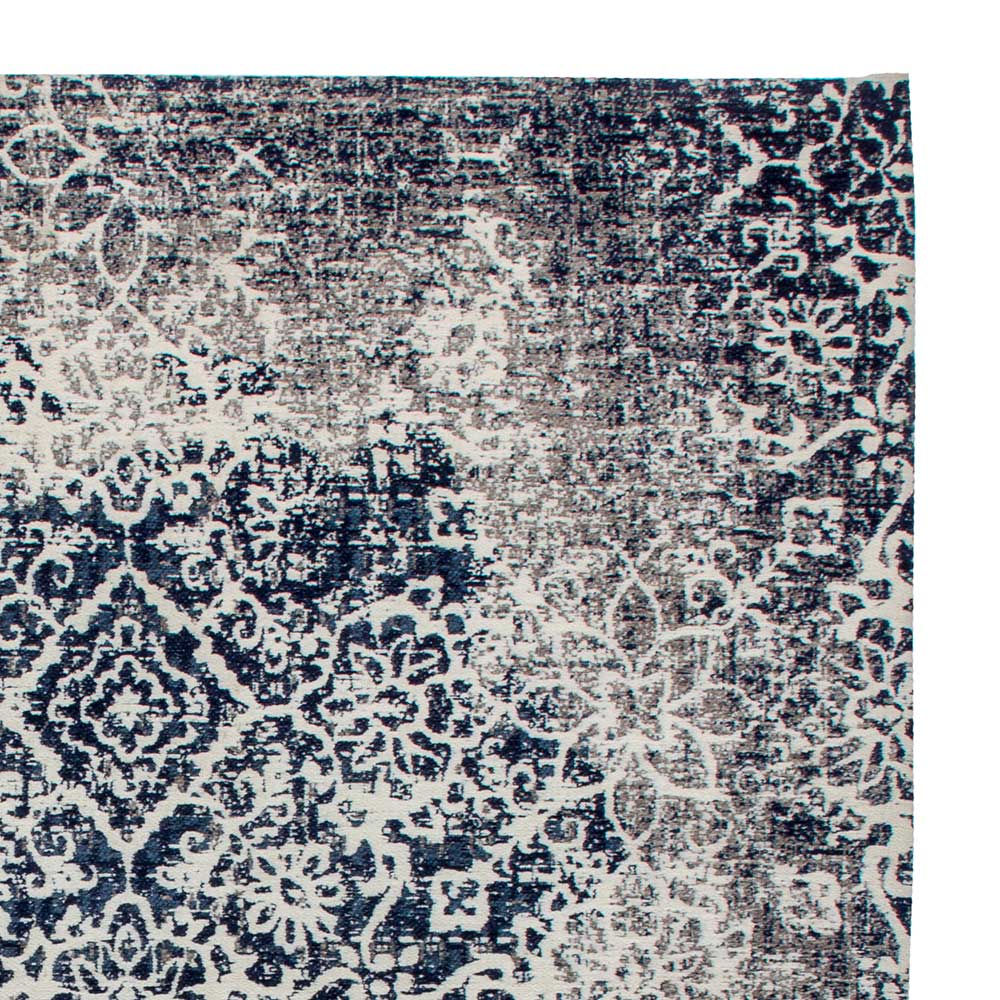 Vintage Teppich Jimothy aus Chenillegewebe in Grau und Blau