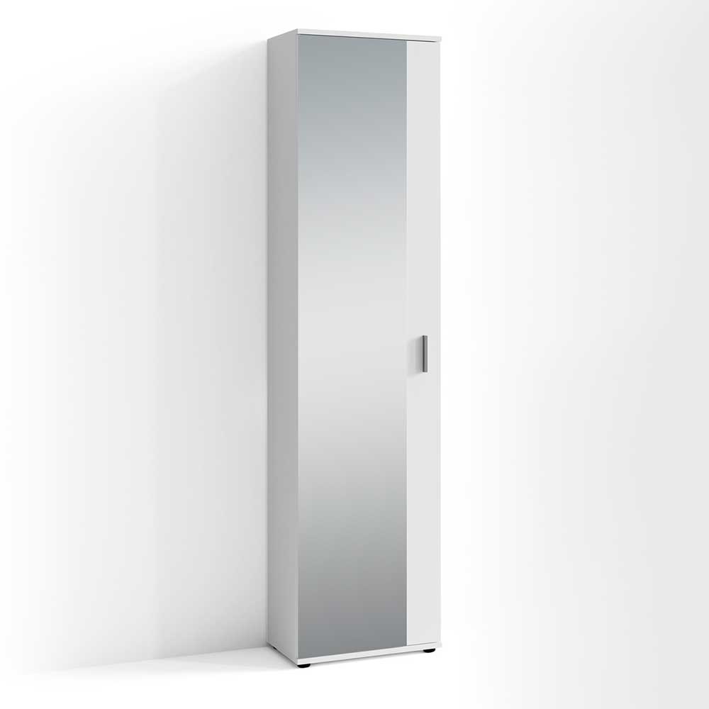 Garderobenschrank Mazira in Weiß mit einer Spiegeltür
