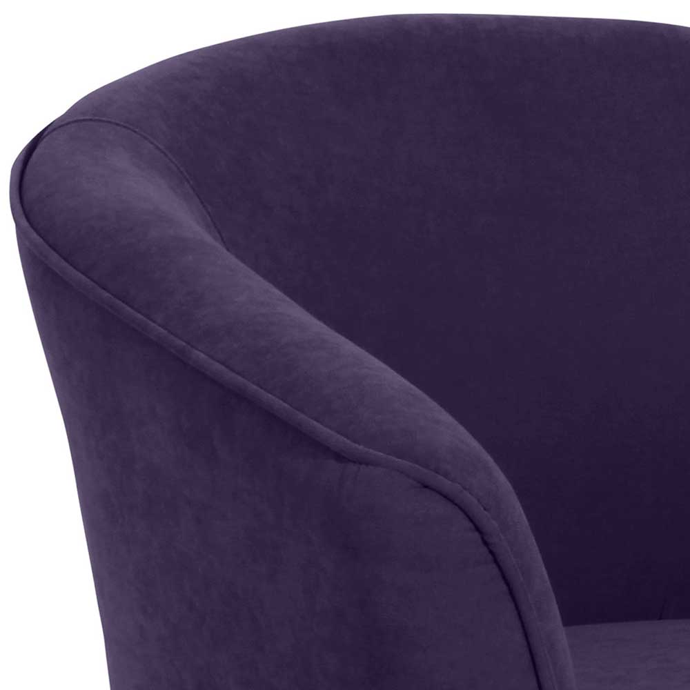 Violetter Polstersessel Mitica aus Velours mit 45 cm Sitzhöhe