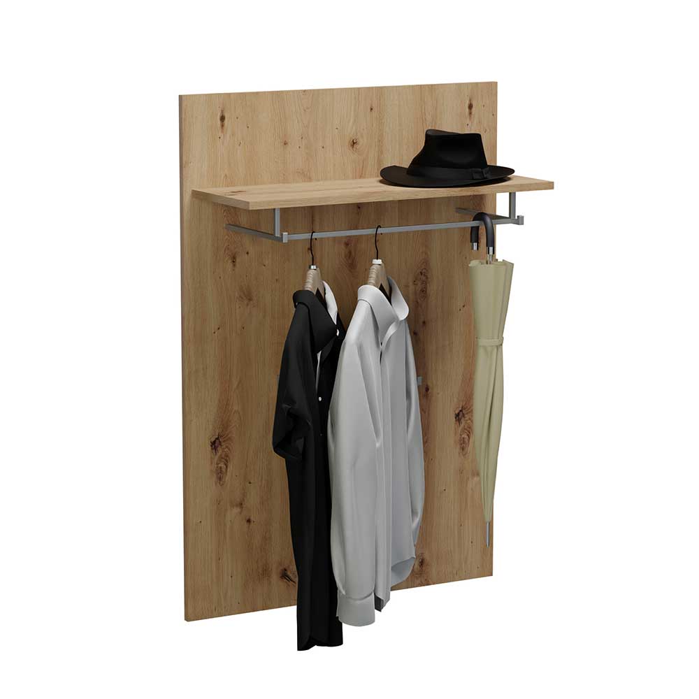 Garderobenprogramm Anora in Grau und Eichefarben 190 cm hoch (dreiteilig)