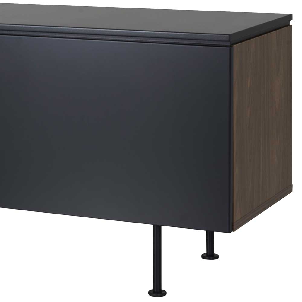TV Tisch Longos in Schwarz und Walnussfarben 180 cm breit