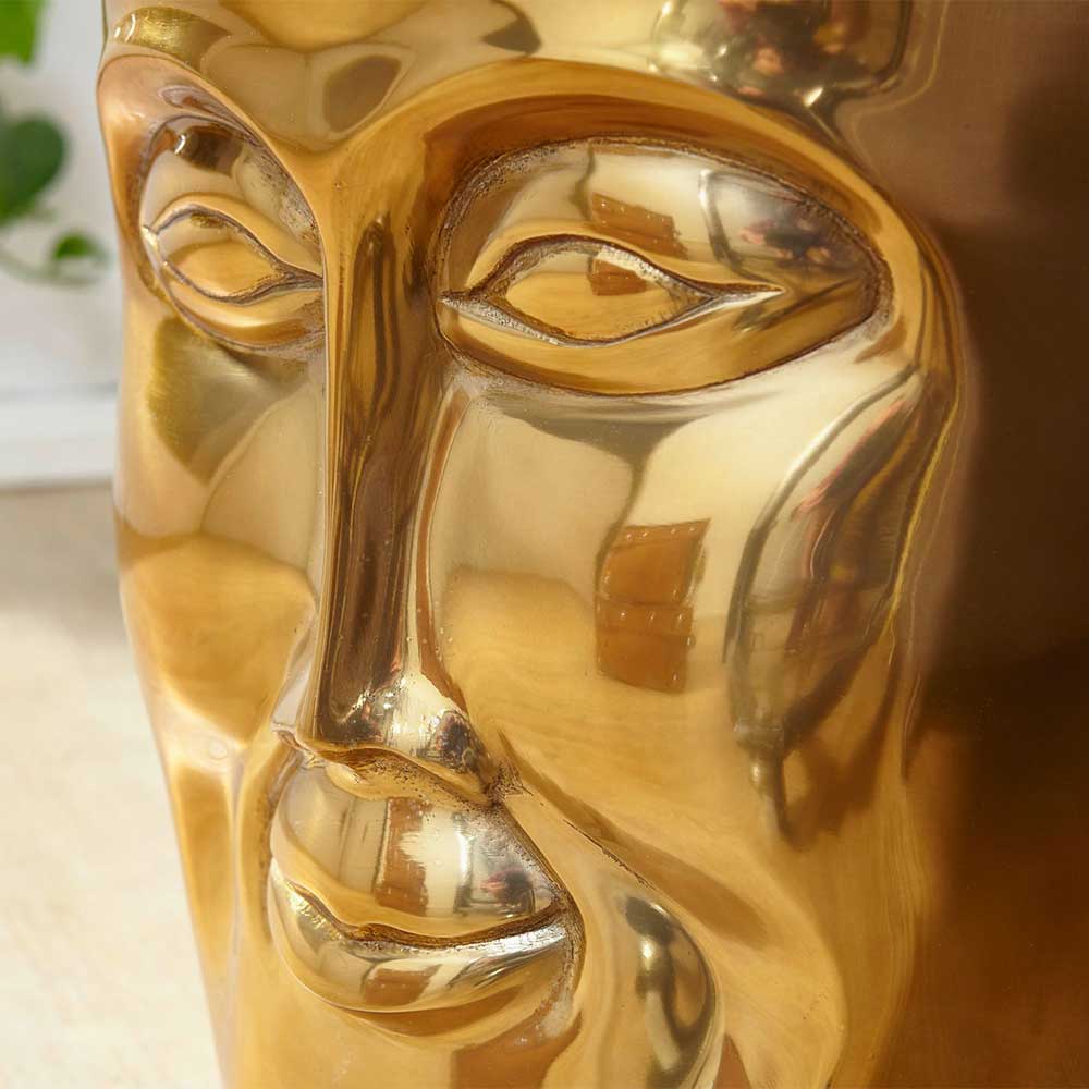 Design Beistelltisch Francess in Gesichtsform aus Aluminium in Goldfarben