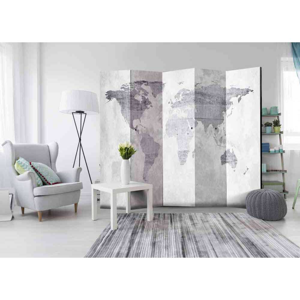 Trennwand Paravent Bojea mit Weltkarte 225 cm breit