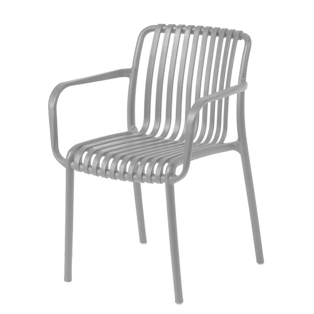 Outdoor Stühle Tymos aus Kunststoff in Hellgrau (4er Set)