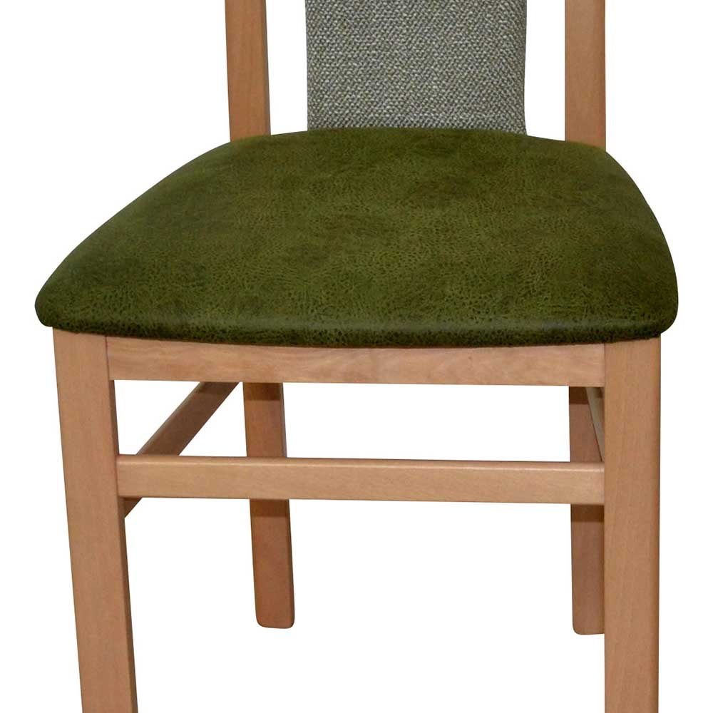 Ausziehtisch Vogonna mit vier Stühlen in Buchefarben & Grün (fünfteilig)