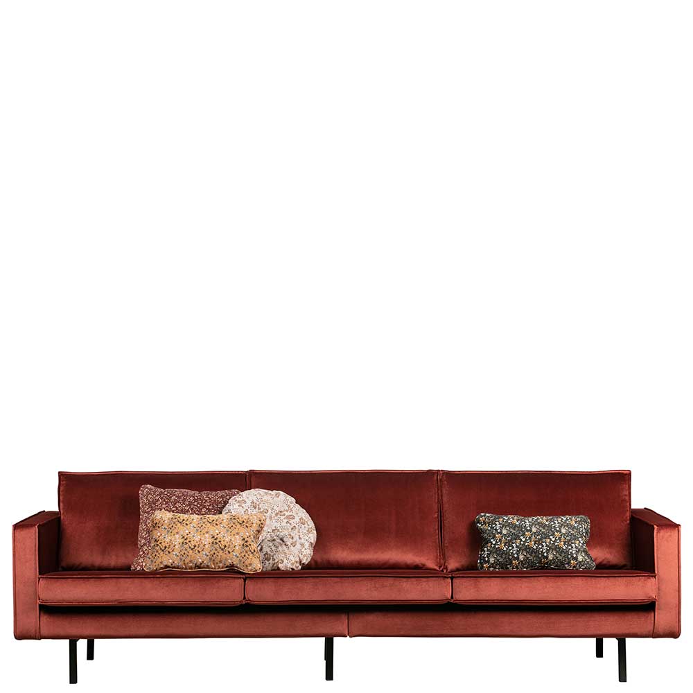 Samt Sofa Klasvan in Rotbraun mit 45 cm Sitzhöhe