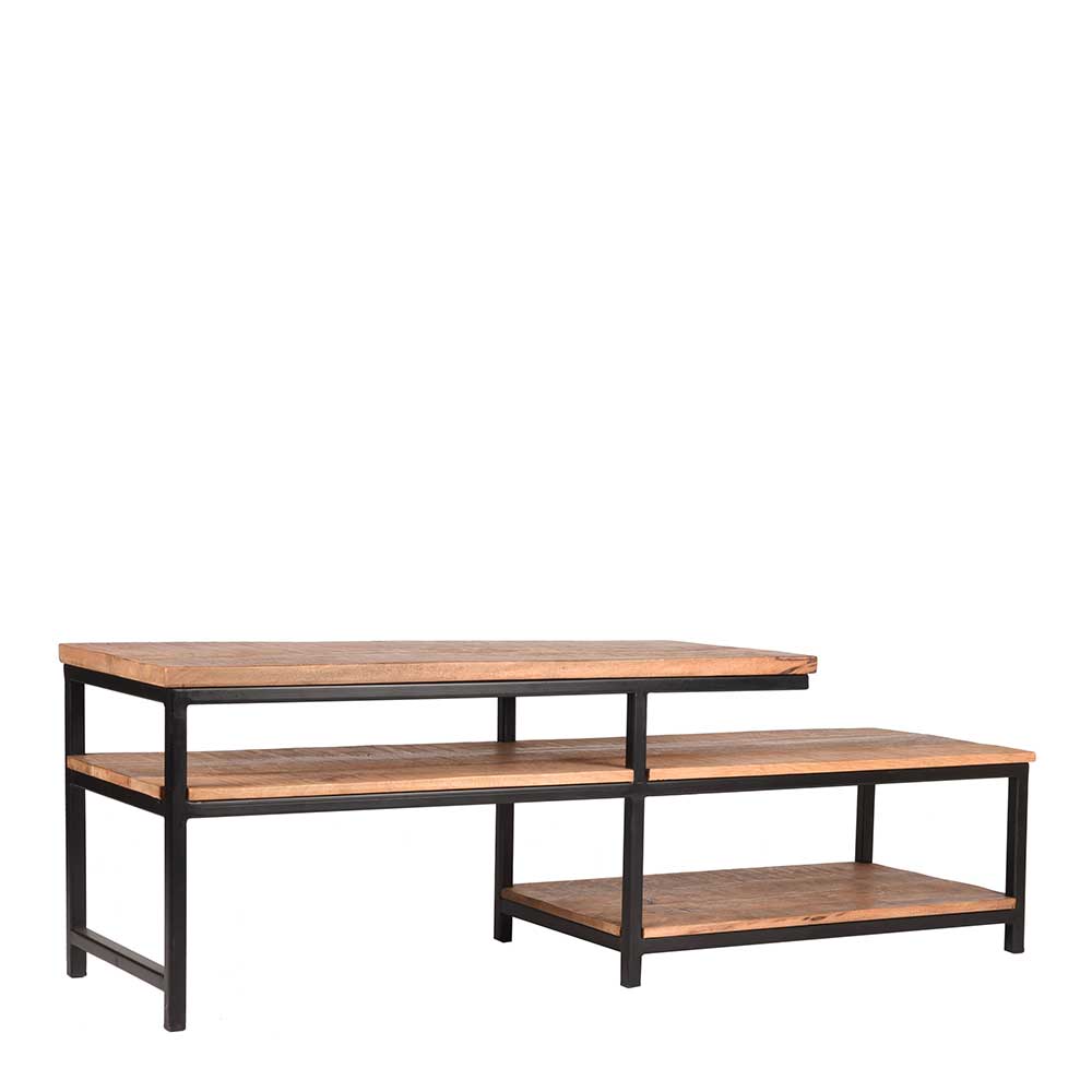 TV Tisch Laxya aus Mangobaum Massivholz und Metall im Loft Design