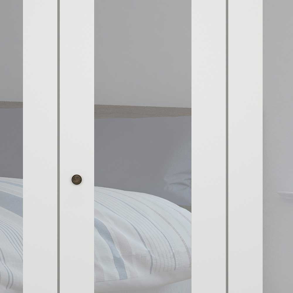 Fünftüriger Kleiderschrank Tudana mit Spiegeltüren in Weiß