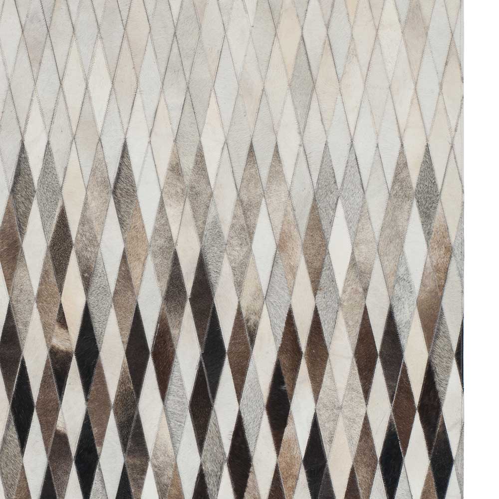 Echtfell Teppich Zanyorita in Taupe und Lichtgrau im Patchwork Design