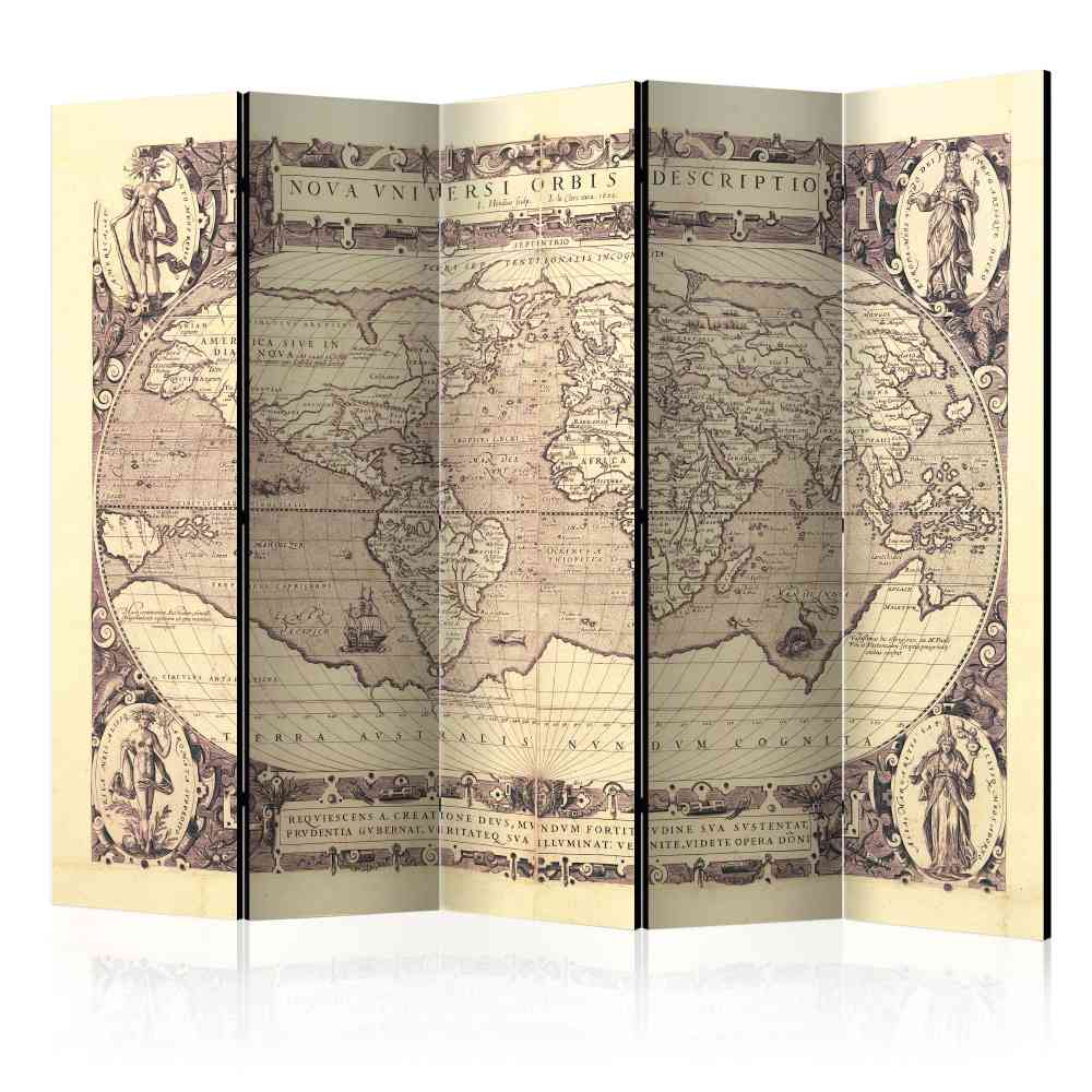 Paravent Kansas mit historischem Weltkarten Motiv 225 cm breit