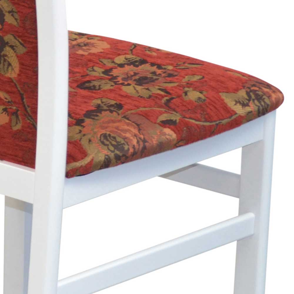 2 Stühle Corsica in modernem Design - Rot geblümt und Weiß (2er Set)