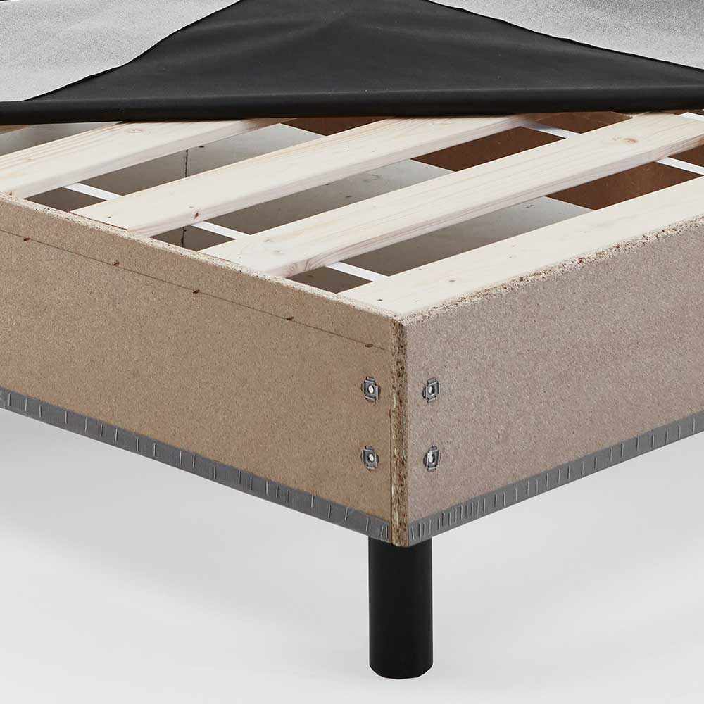 Boxspringbett für Dachschrägen Ricarda in Grau mit Vierfußgestell aus Holz