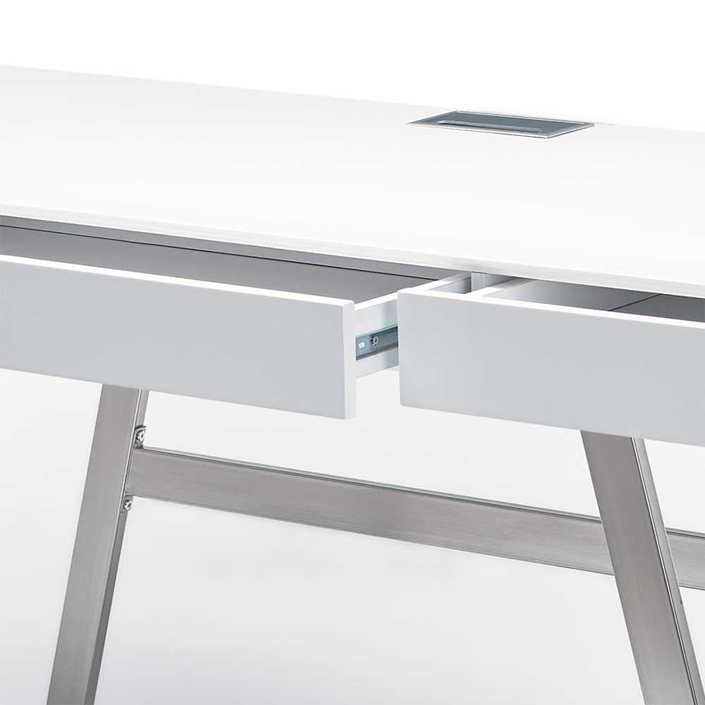 Schreibtisch Crosavio in Weiß 140 cm breit