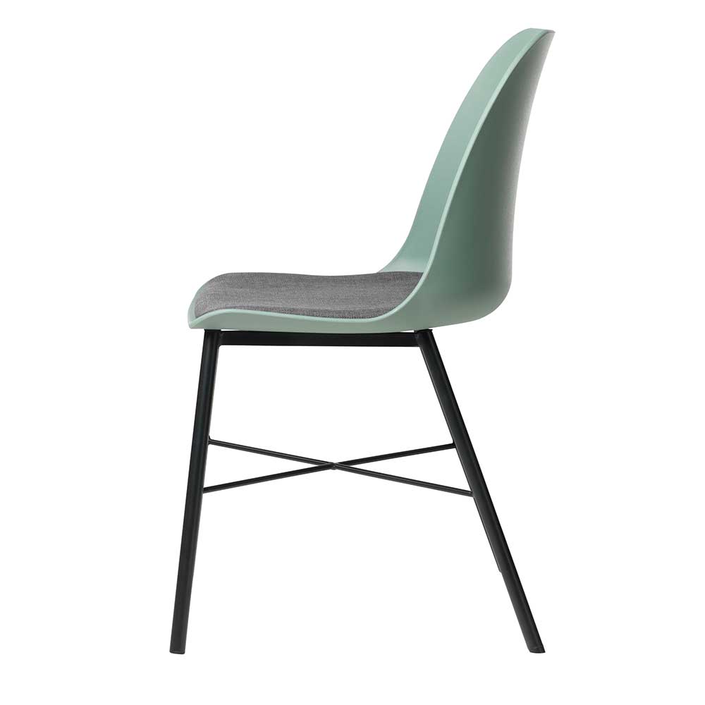 Esszimmer Stühle Ionesa in Grün Kunststoff mit Metallgestell (2er Set)