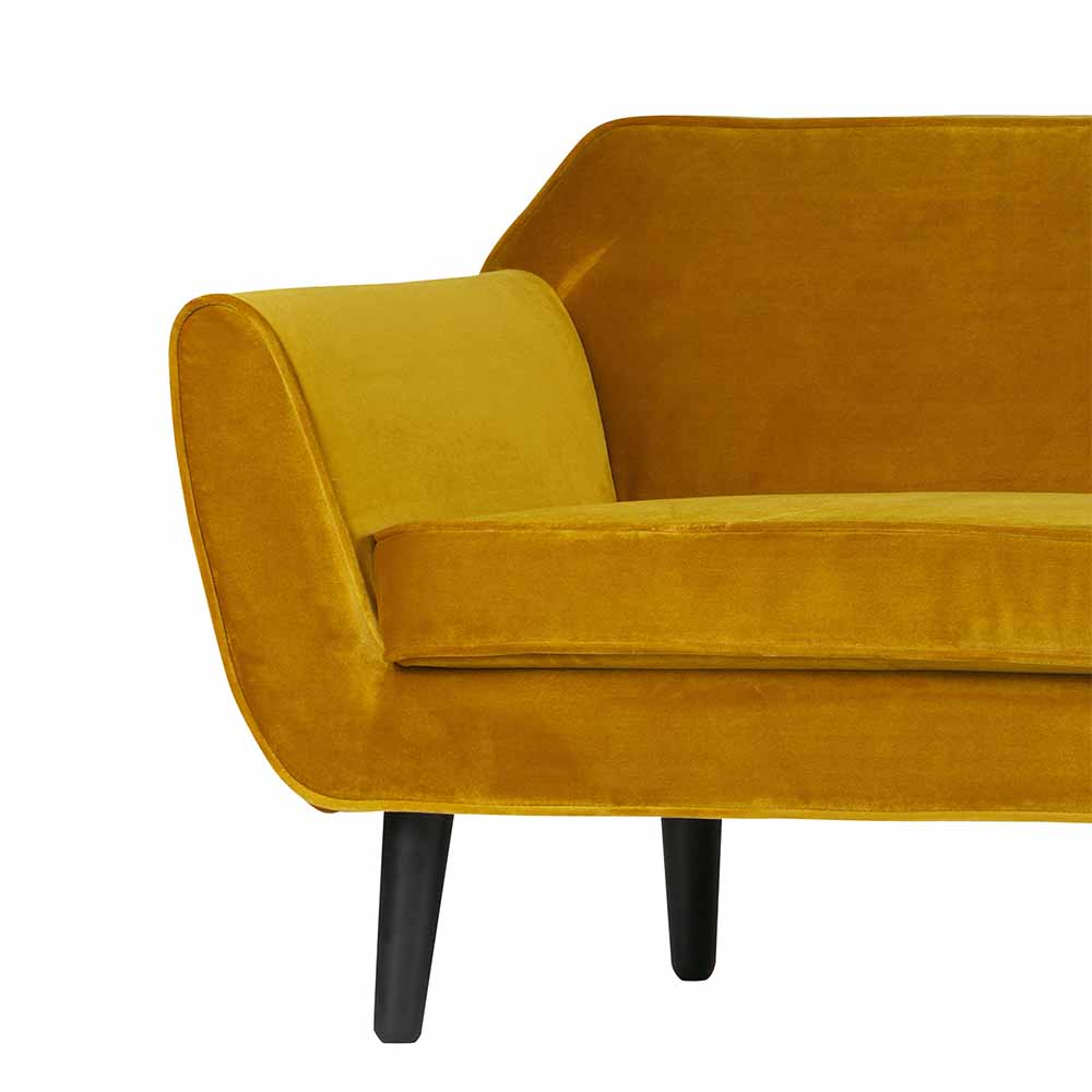 Couch Tambora in Gelb Samt im Retro Design