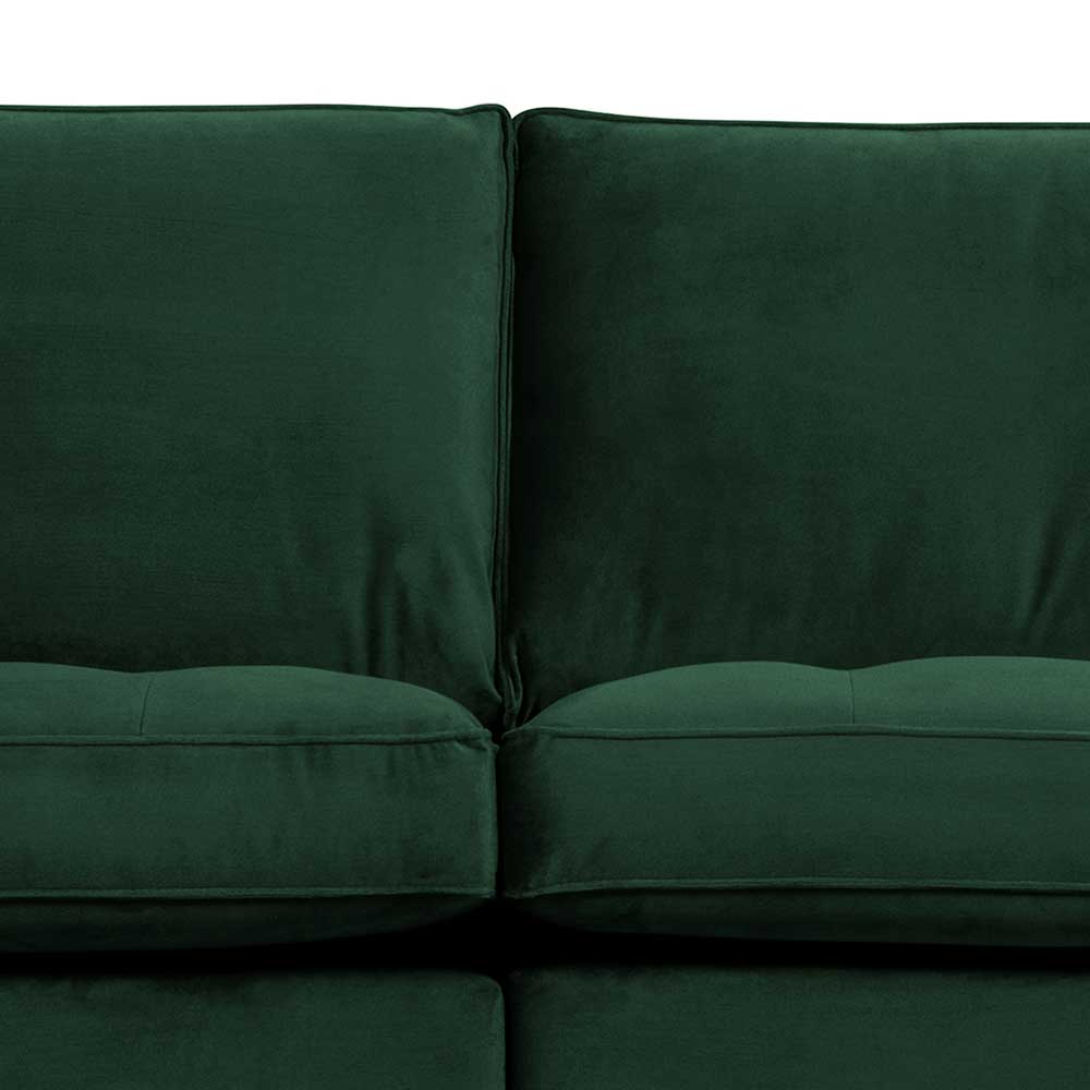 Samt Retro Couch Vagonna in Grün 275 cm breit