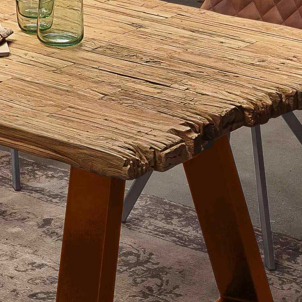 Recycling Holz Tisch Fiorenza im Industrie und Loft Stil mit A Fußgestell