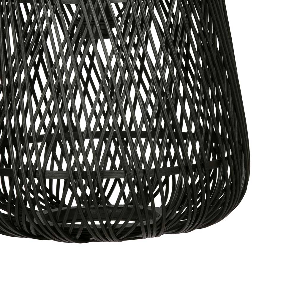 Skandi Design Hängeleuchte Ladwica in Schwarz aus Bambus Geflecht