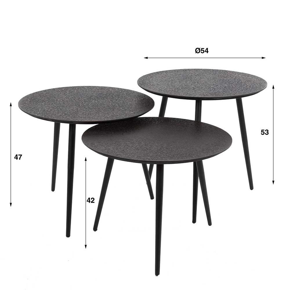 Wohnzimmer Tisch Set rund Yagego in modernem Design mit Dreibein (dreiteilig)