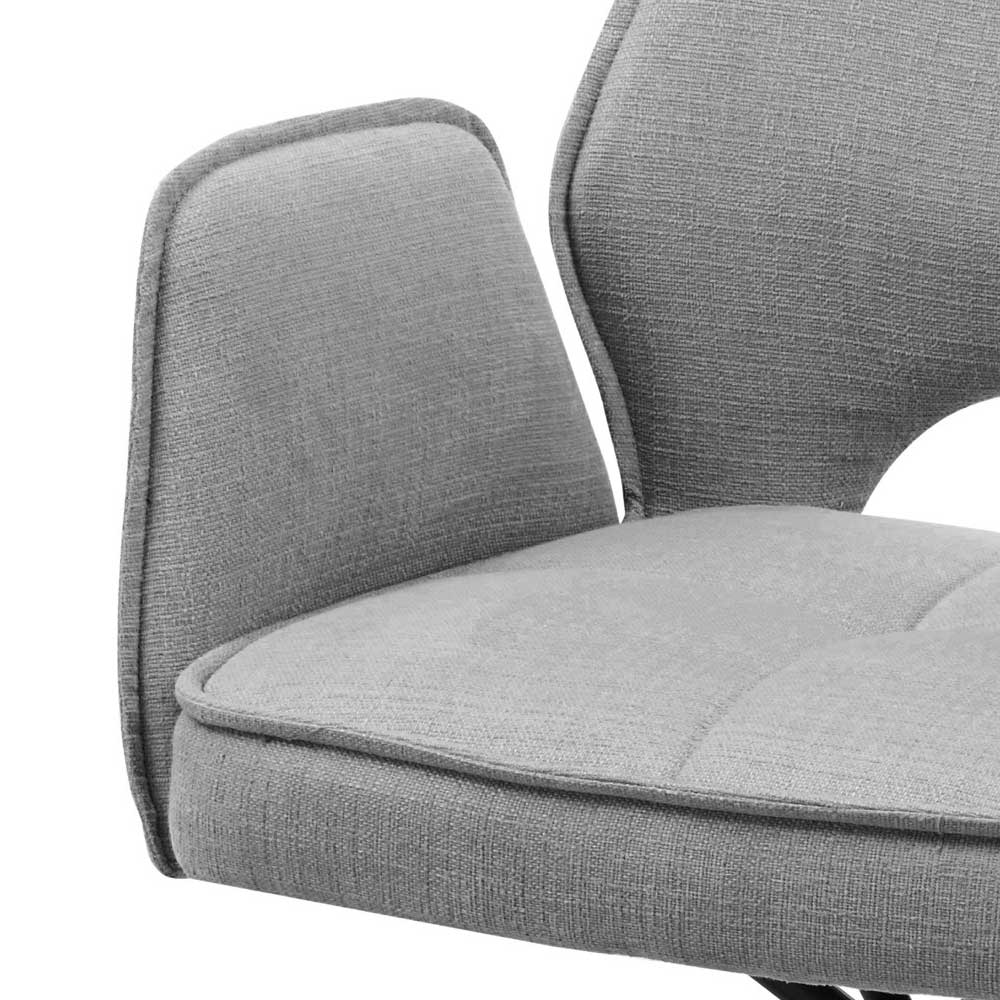 Esstisch Stühle drehbar Meridus in Grau und Schwarz mit Armlehnen (2er Set)