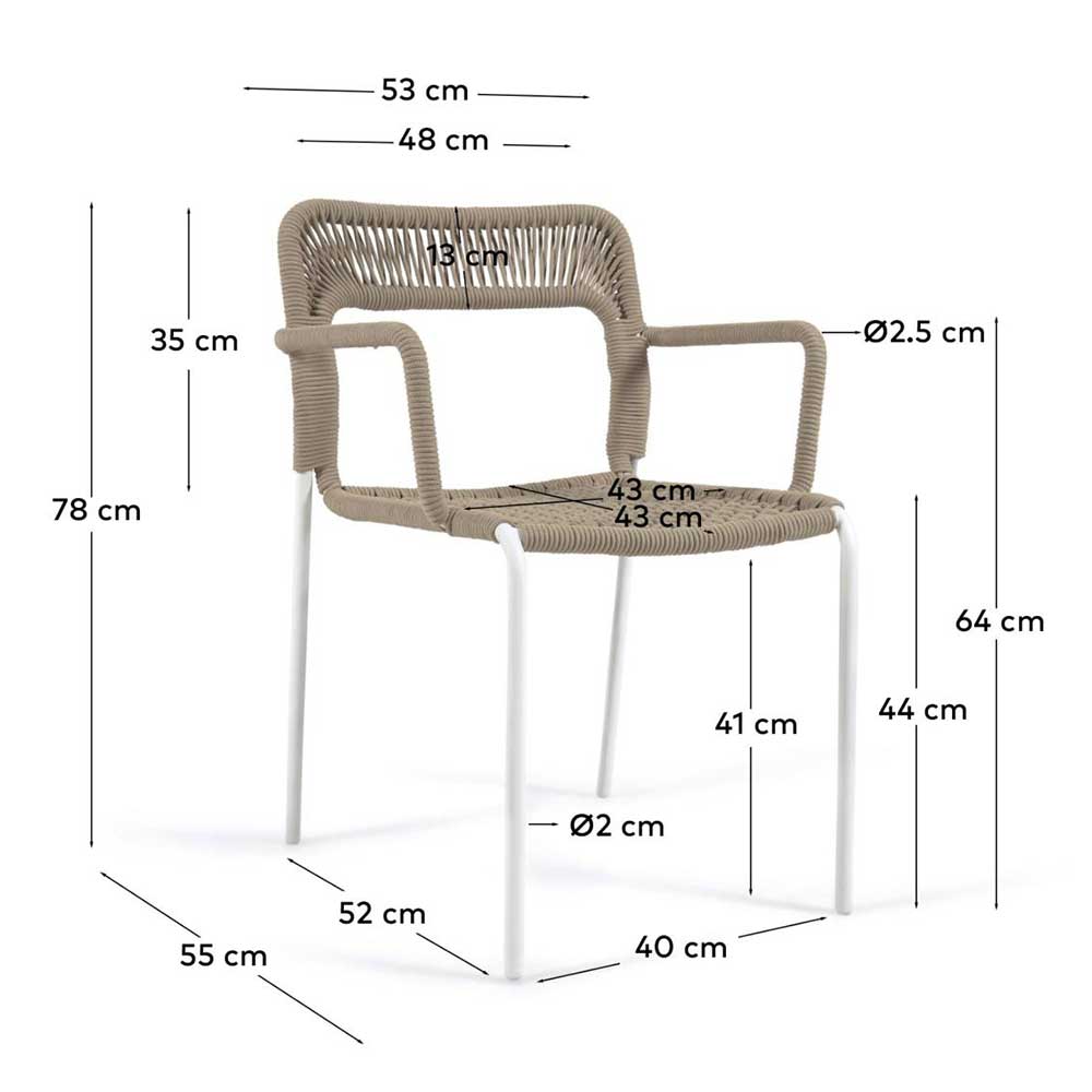 In- und Outdoor Stühle Hikari mit Armlehnen - stapelbar (4er Set)