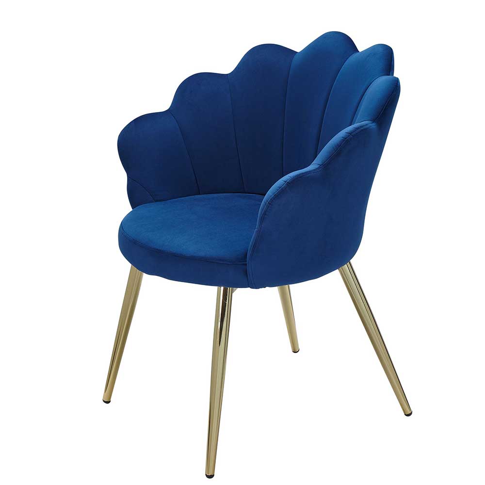 Design Esszimmerstuhl Ambrosso in Blau breit und Goldfarben cm 48