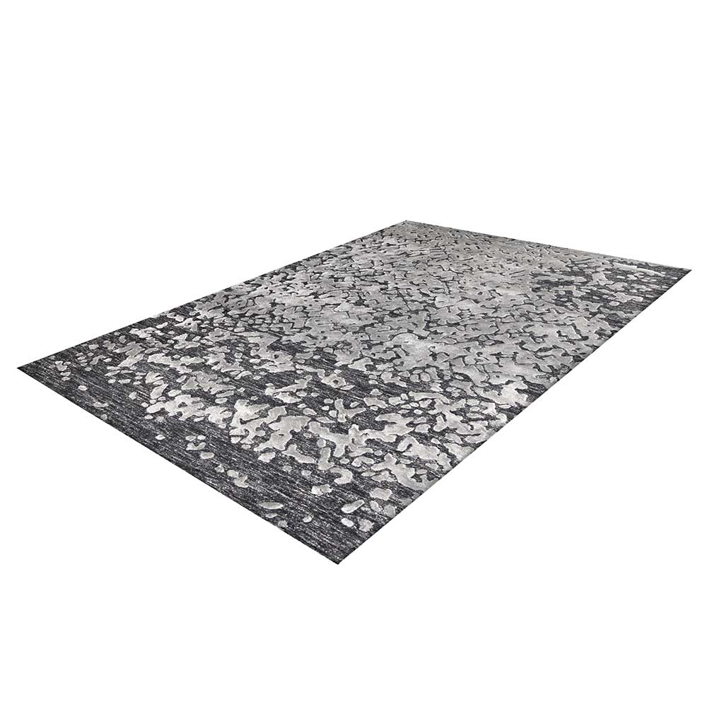 Kurzflor Teppich Ewarton in Grau und Beige mit abstraktem Muster
