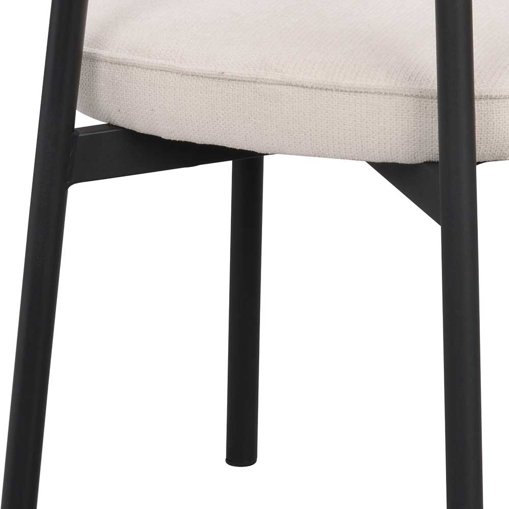 Esstisch Stühle Josch in Cremefarben und Schwarz mit Gestell aus Metall (2er Set)