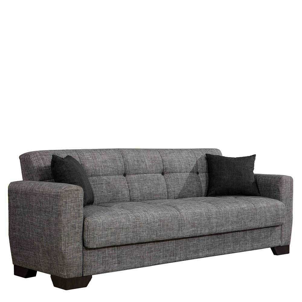 Ausklappbares Sofa Rhiver in Grau meliert mit Bettkasten
