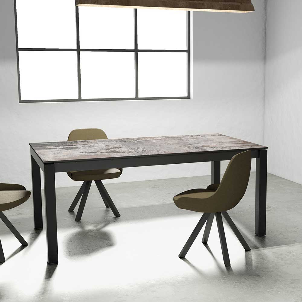 Industry Designer Tisch Anglivia mit Keramikplatte in Rostfarben ausziehbar