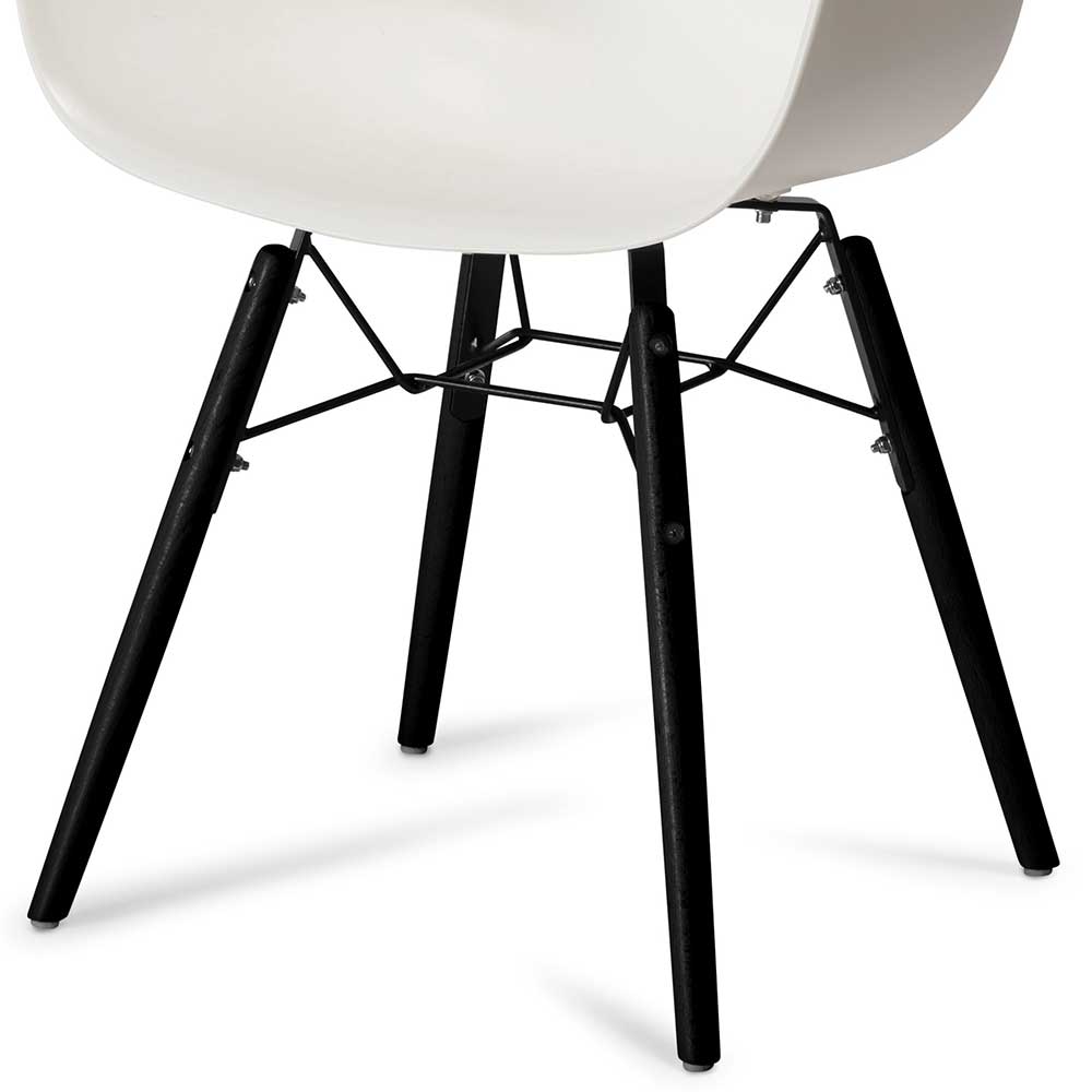 Esstisch Stühle Jackon in Weiß und Schwarz aus Kunststoff und Metall (2er Set)