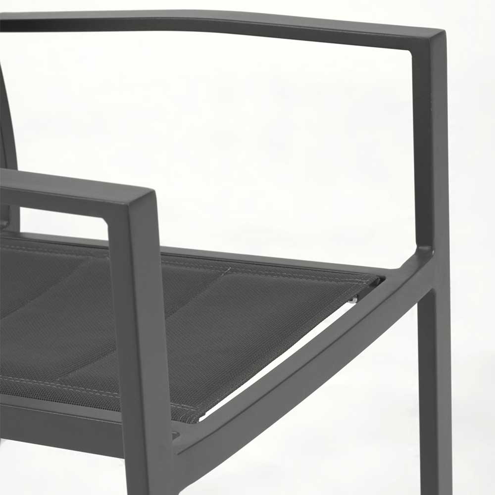 Outdoor Stühle Favorita in Schwarz mit Gestell aus Aluminium (4er Set)