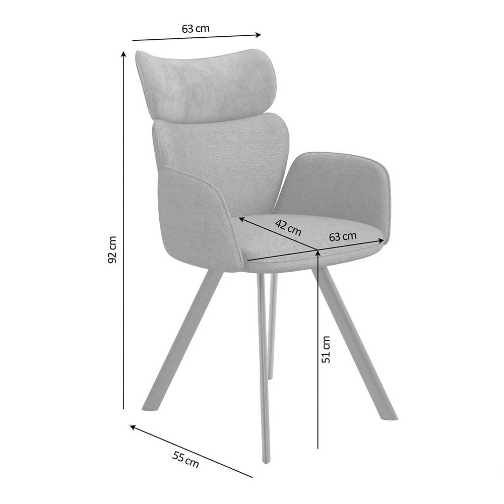 Moderne Esstisch Stühle Setubal in Anthrazit mit Gestell aus Metall (2er Set)