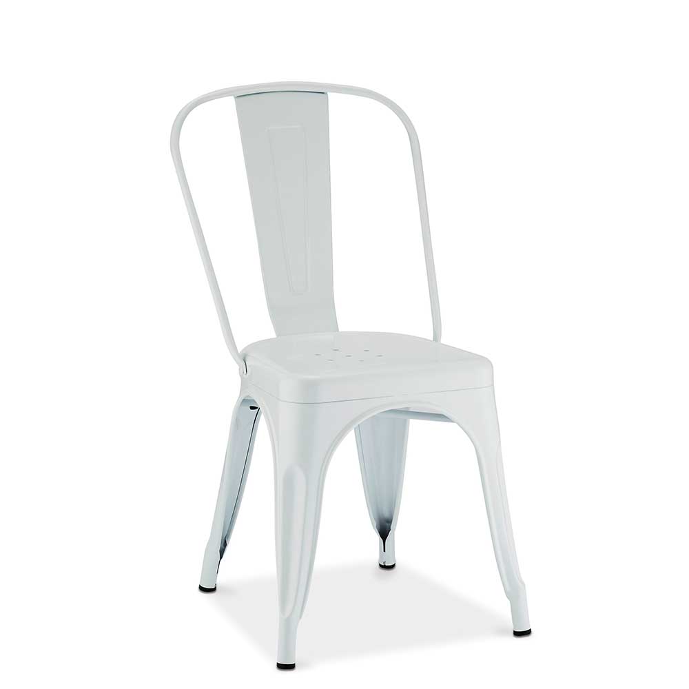 Industry Style Esszimmerstühle Idena in Weiß aus Stahl (4er Set)