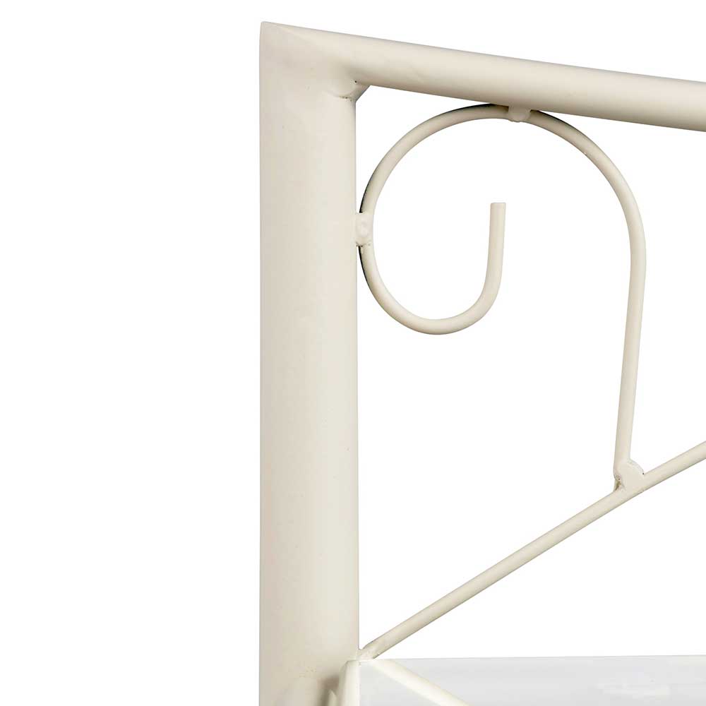 Vintage Look Metall Nachttisch Belrica in Weiß mit Glasplatte