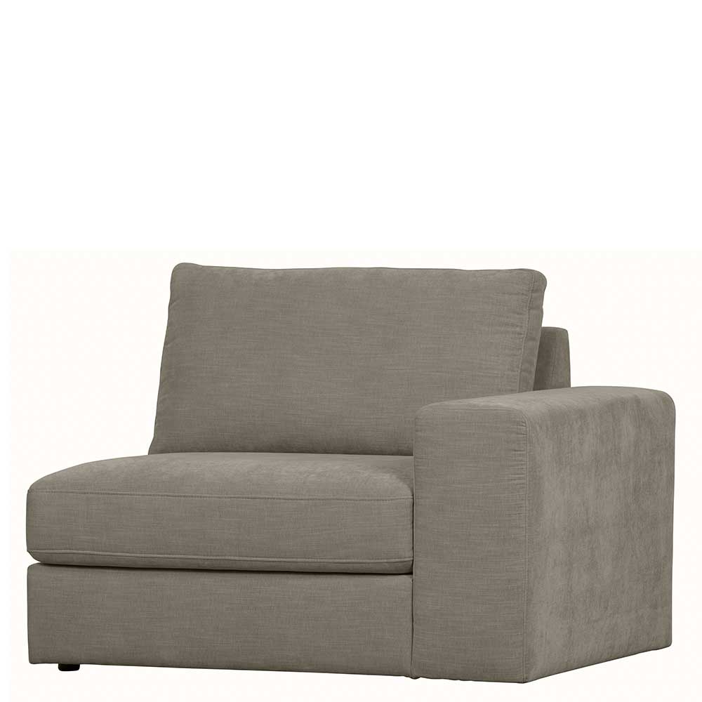 Sofa Element mit Armlehne rechts Fredoco in Grau aus Webstoff