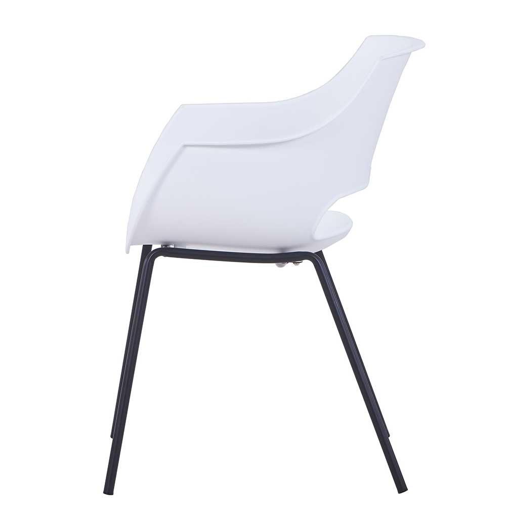 Kunststoff Esstisch Stühle Oledo in Schwarz und Weiß mit Armlehnen (2er Set)