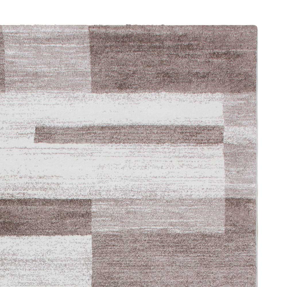 Kurzflor Teppich Cioara in Beige mit abstraktem Muster