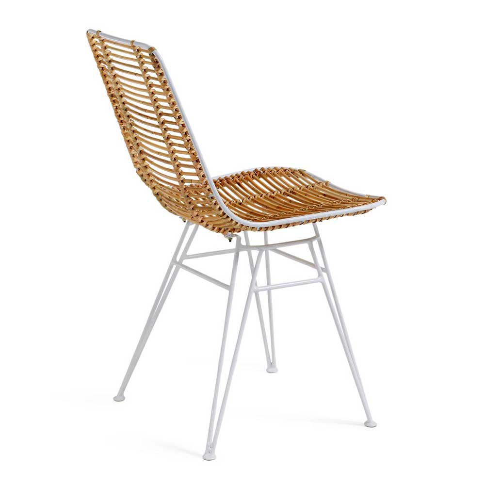 Rattan Stühle Katalo in Beige & Weiß im Skandi Stil (4er Set)