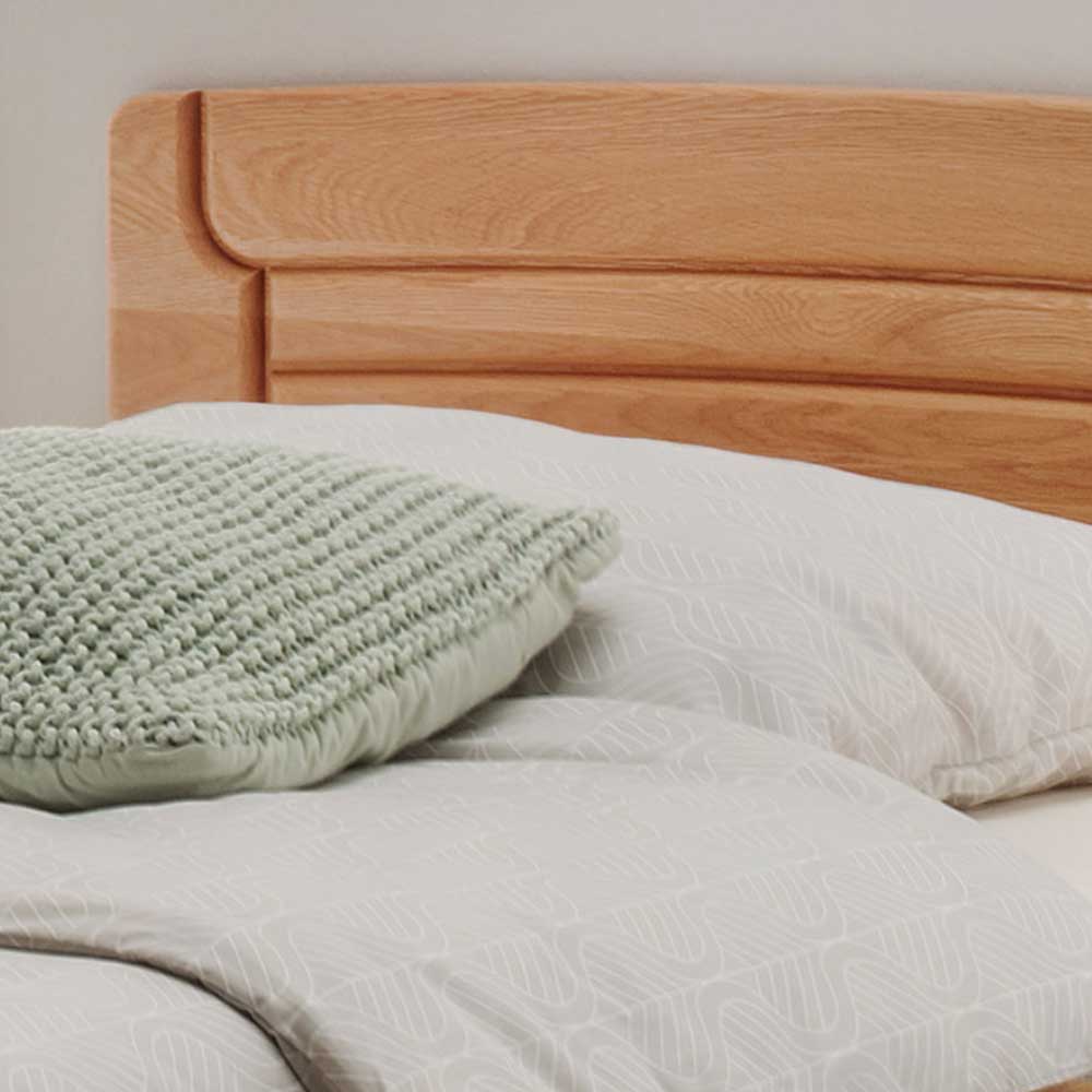 Komfort Doppelbett Clacella aus Eiche teilmassiv mit zwei Nachtkonsolen (dreiteilig)