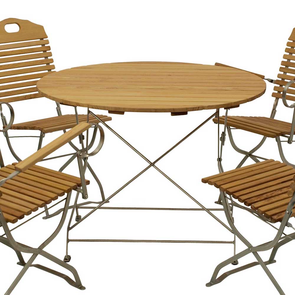 Klappbare Garten Sitzgruppe Baptus mit rundem Tisch (fünfteilig)