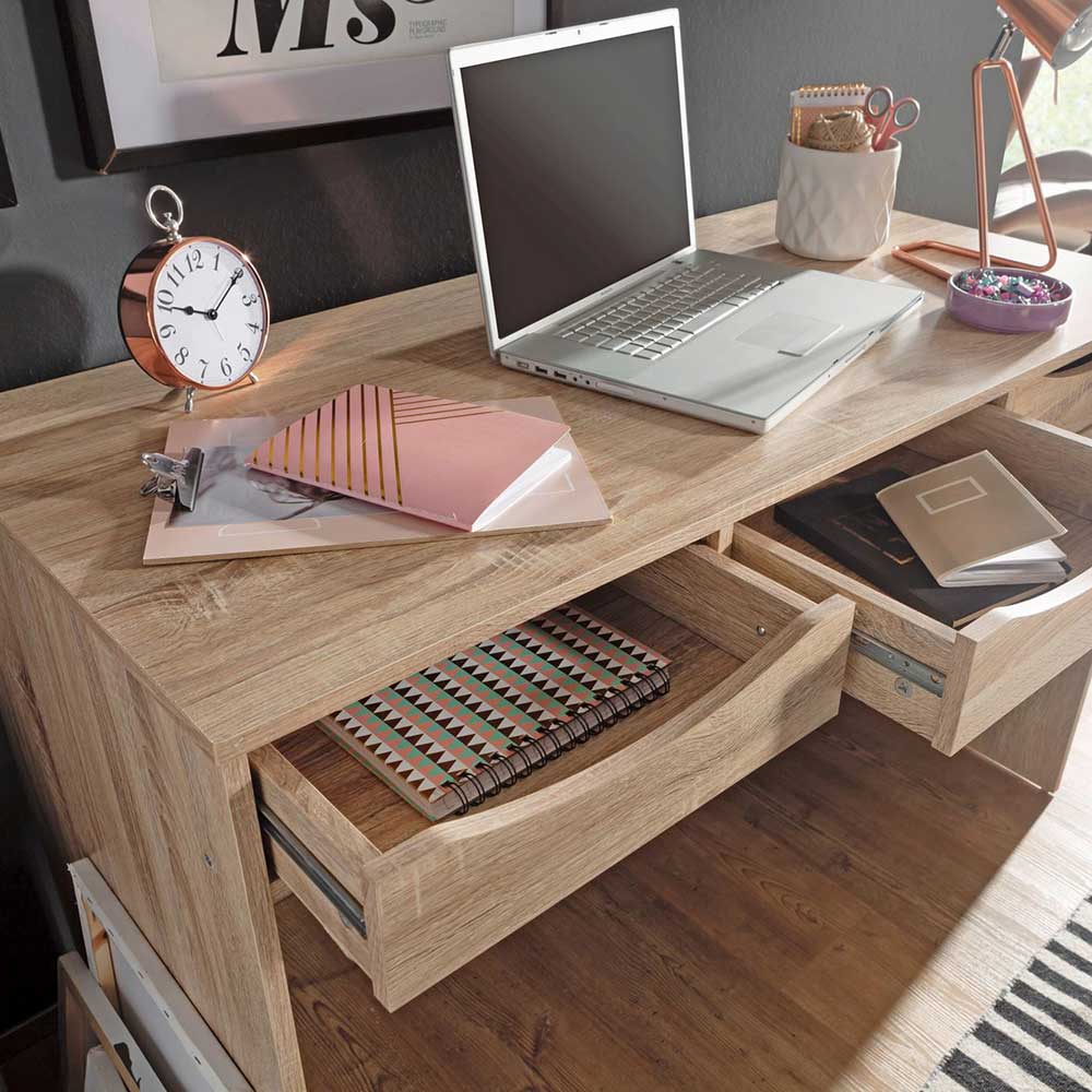 Schreibtisch mit Schubladen Nicuda in Sonoma-Eiche 120 cm breit