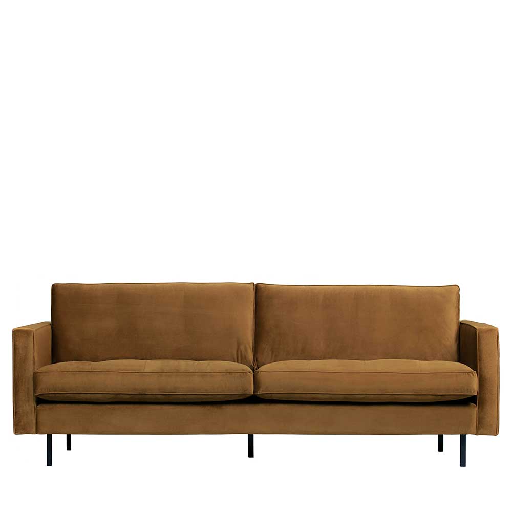 Sofa Habanas in Honigfarben Samt im Retro Design