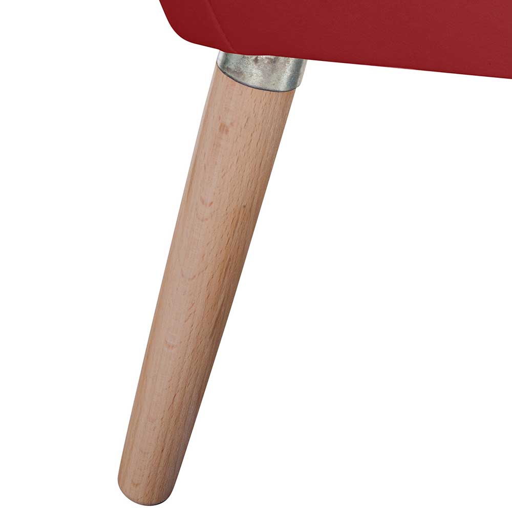 Retrostil Einzelsessel Citro in Rot und Buche mit Vierfußgestell aus Holz