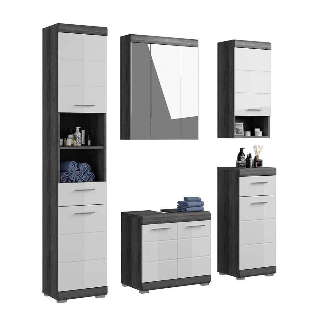 Möbel fürs Badezimmer Hayoran mit Spiegelschrank in modernem Design (fünfteilig)