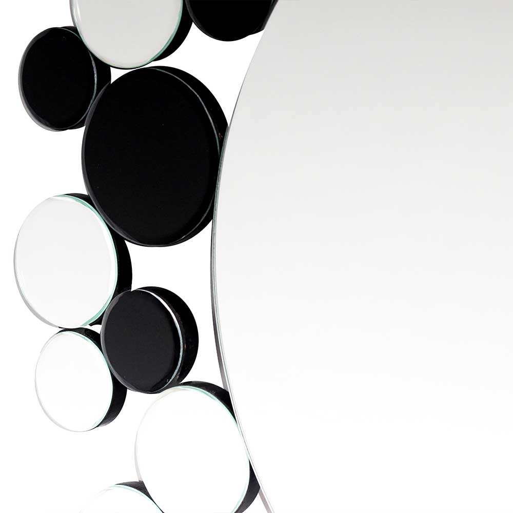 Design Wandspiegel Slinico in Schwarz und Silberfarben rund
